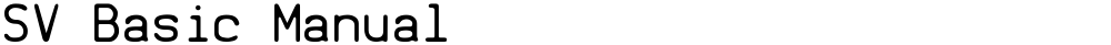 SV Basic Manual
